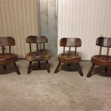 Ensemble de 4 chaises brutaliste Brésil Mid-Century