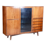 Restored Art Deco Bookcase Sideboard, Walnut, Revived Polish, Czech, 1920s