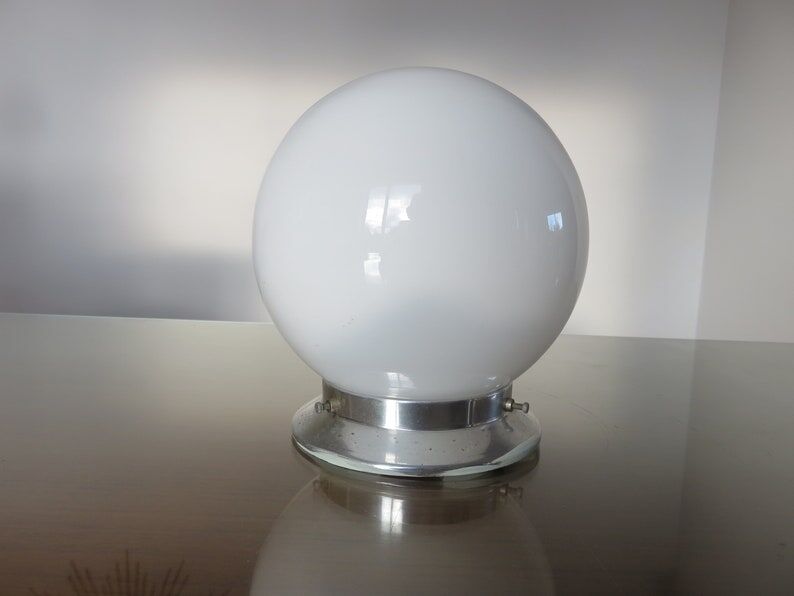 Ceiling lamp ball opaline white art deco years 30 40