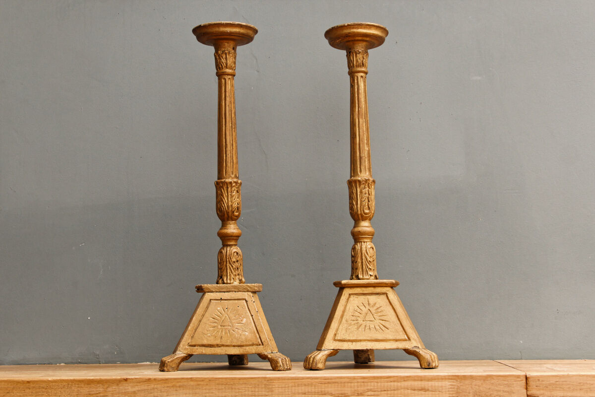 Pair of wooden candle spades, 18th century