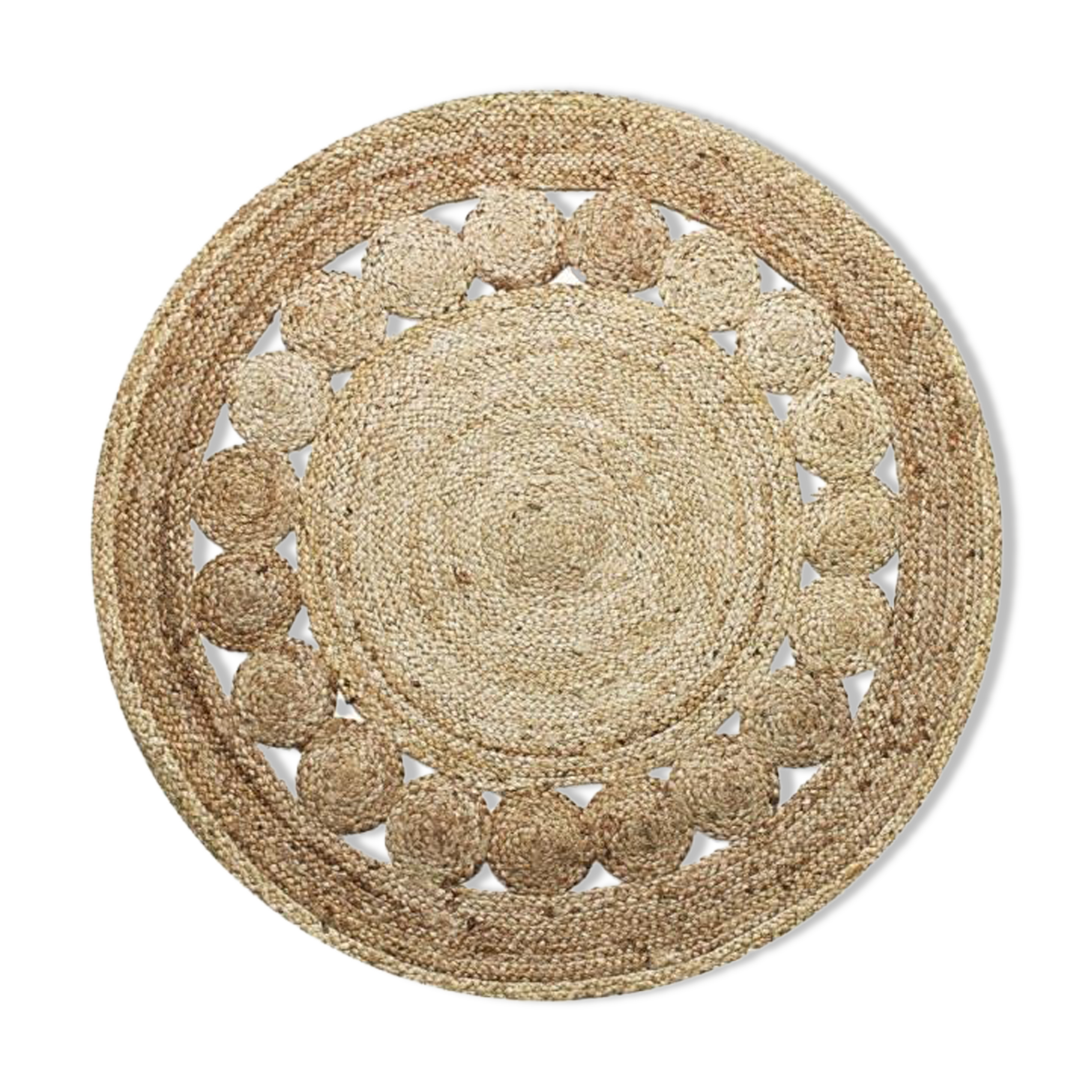 Bohemian round jute carpet 120 cm