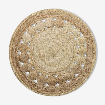 Bohemian round jute carpet 120 cm