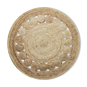 Tapis en jute rond bohème 120