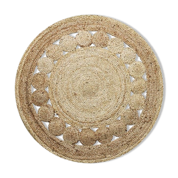 Tapis en jute rond bohème 120 cm