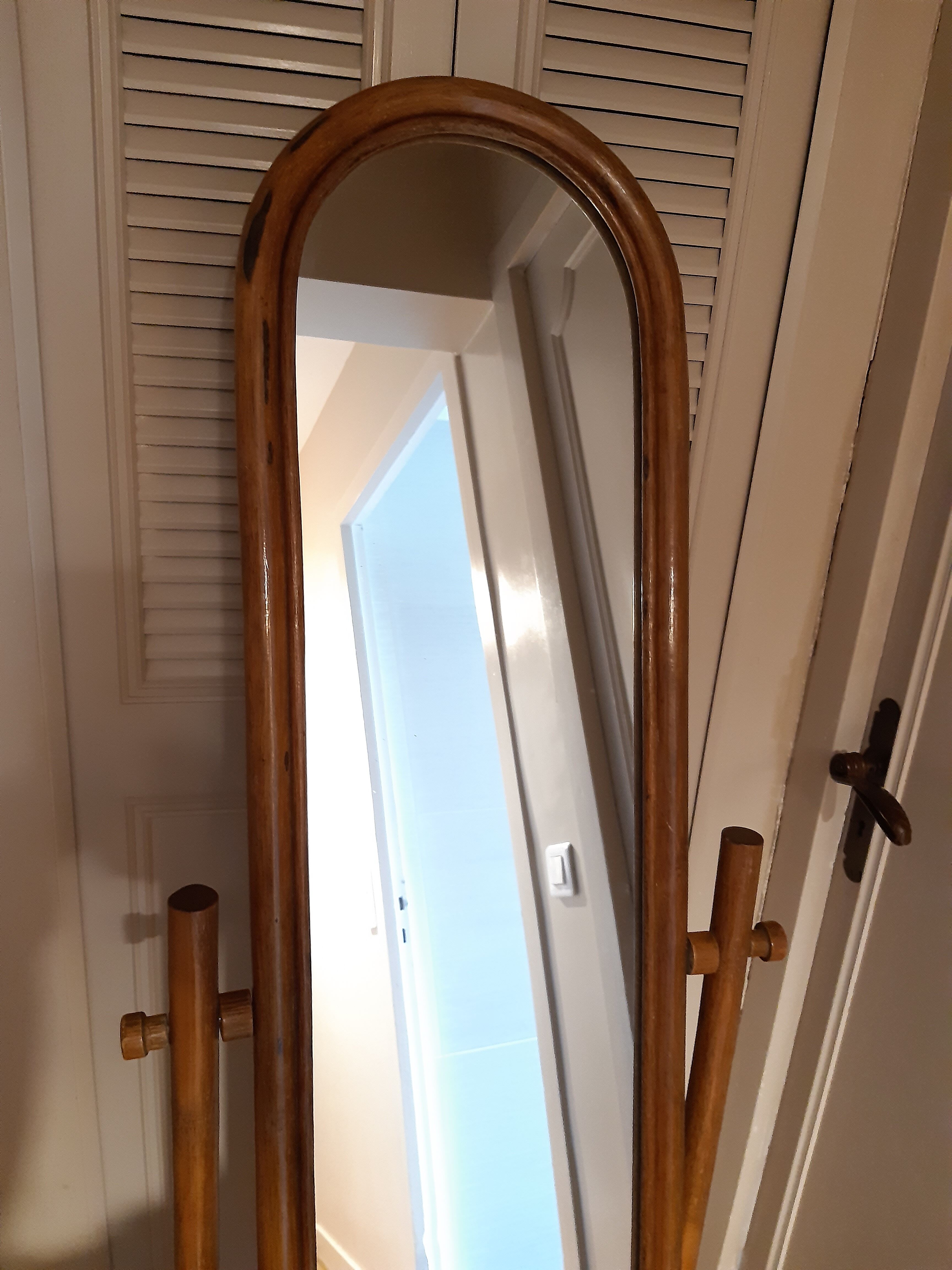 Psyche mirror in rattan 70's 124cm X 24cm