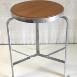 Tabouret d’atelier acier et bois massif - début XXème