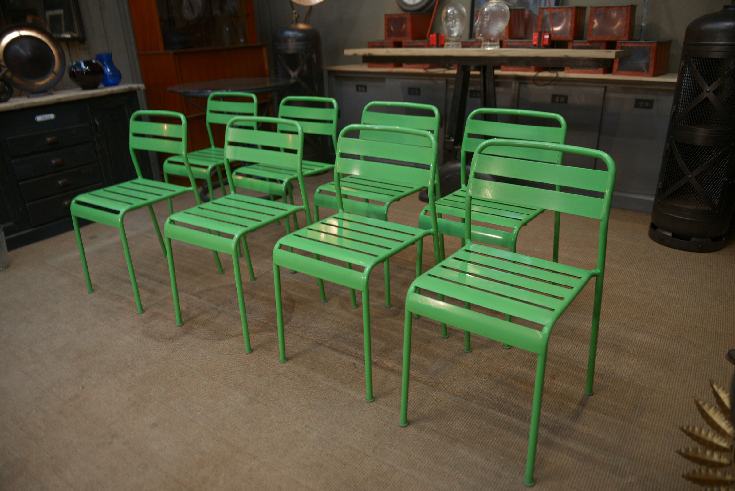 Stackable metal garden chairs