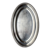 Plat ovale en métal argenté, motif palmettes