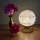 Vintage art deco globe table lamp in pink and gold Clichy glass