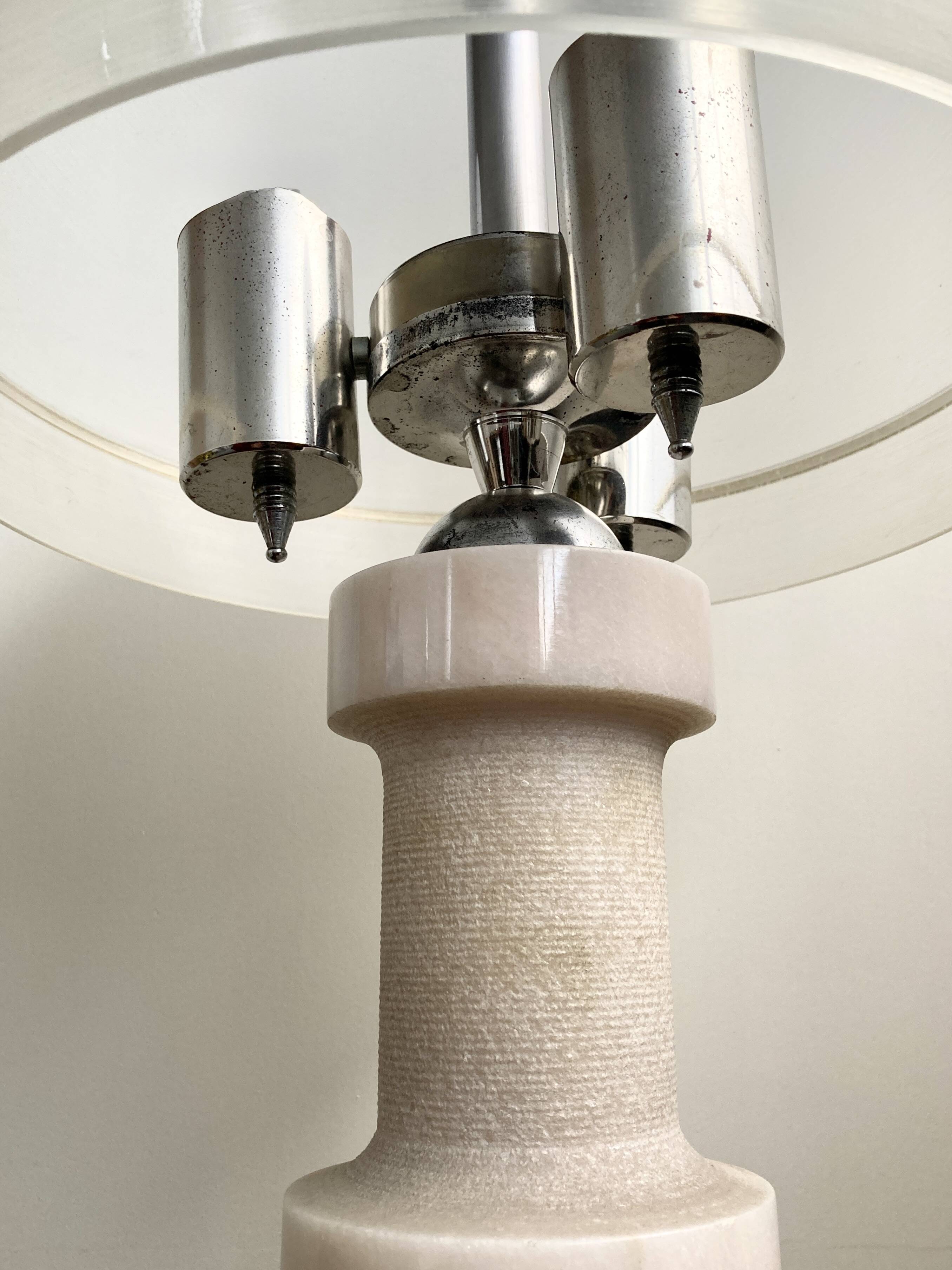 Vintage Marblarte Lamp Turned Marble Base – Chrome Dome