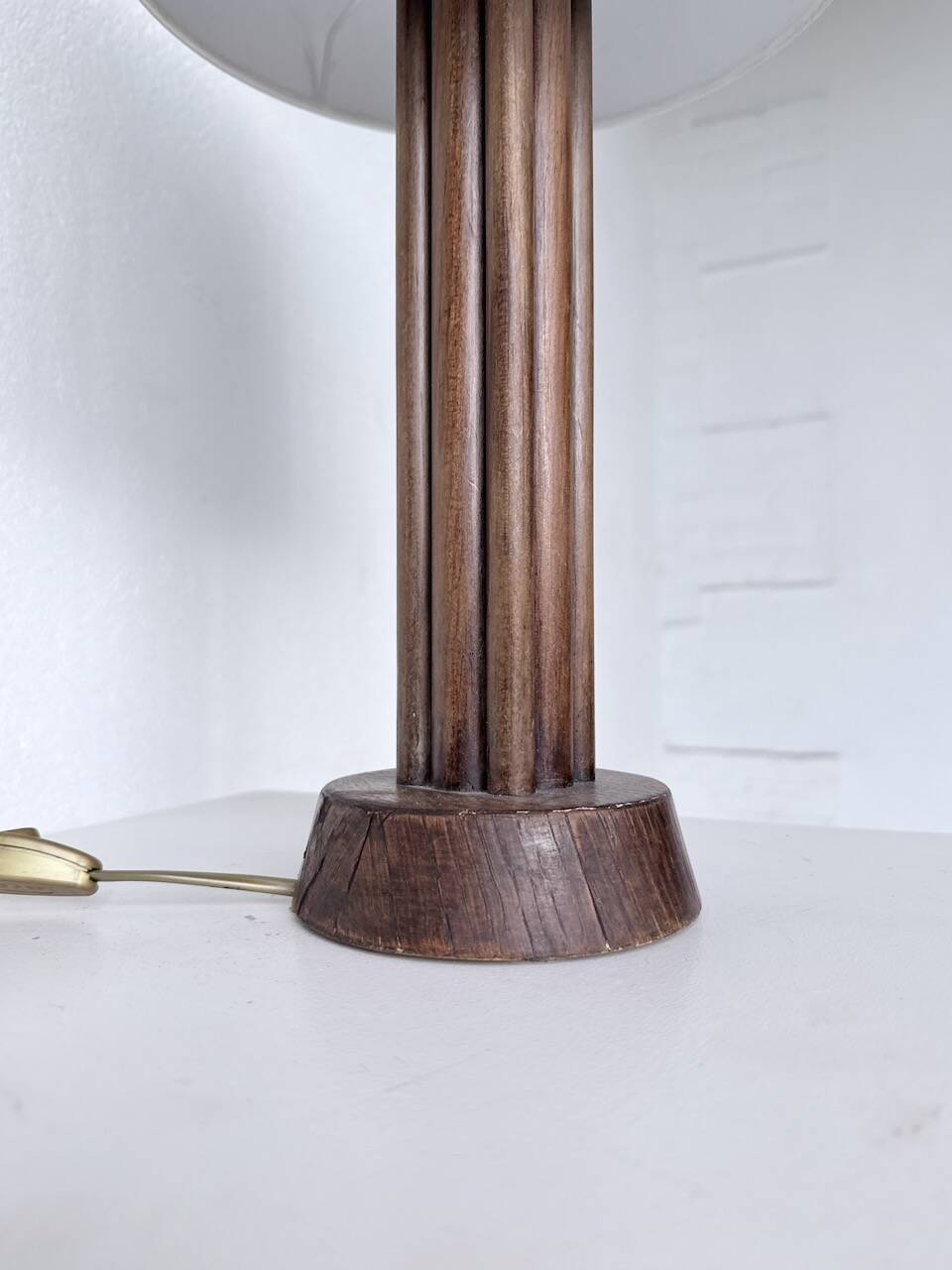1940s Art Deco oak desk lamp