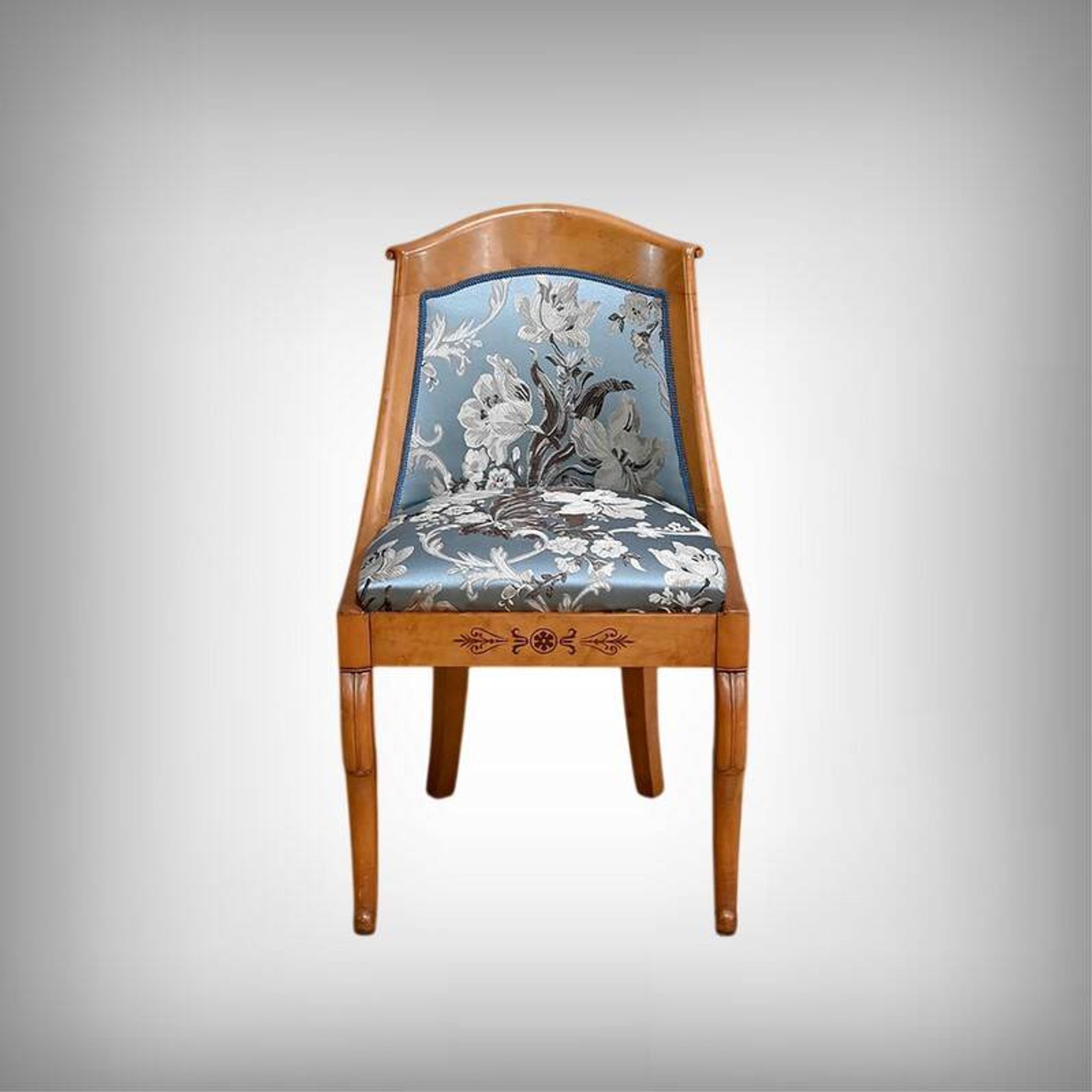 Gondola Chair in Cherry and Speckled Maple, Charles X Style – Mid-20th Century