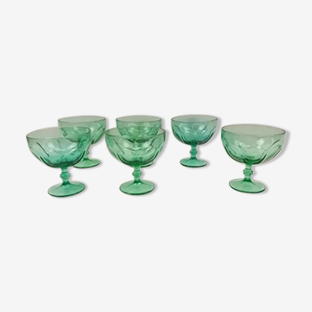 Set of 6 green glass ice cups