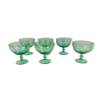 Set of 6 green glass ice cups