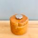 Vintage box in varnished wooden flower lid