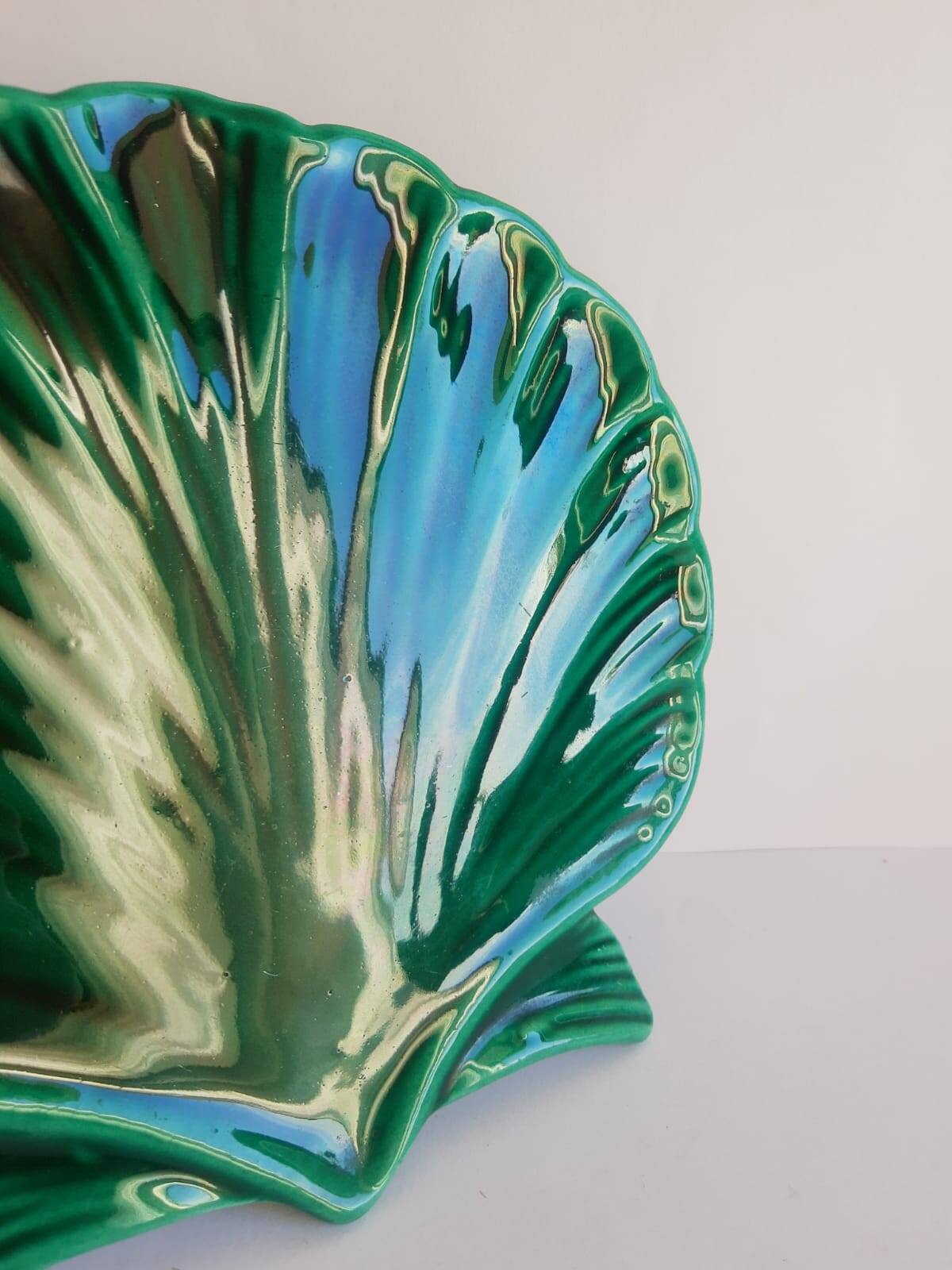 Petit plat coquille vert ancienne vintage