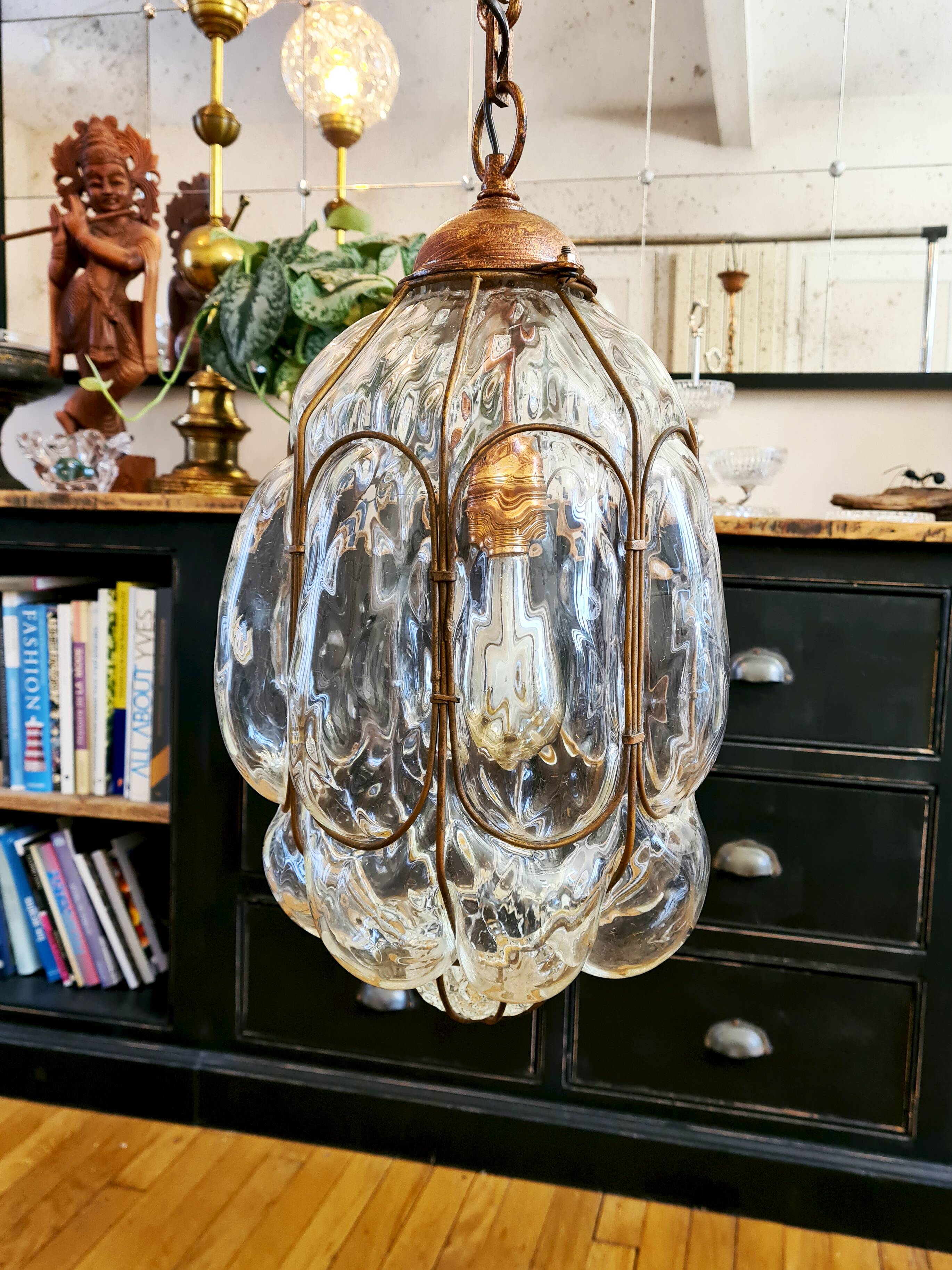 Murano glass hand-blown pendant light, mid-20th century