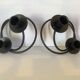 Pair of brutalist black metal candlesticks