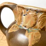 Pitcher carafe stoneware Denbac roosters 30s vintage