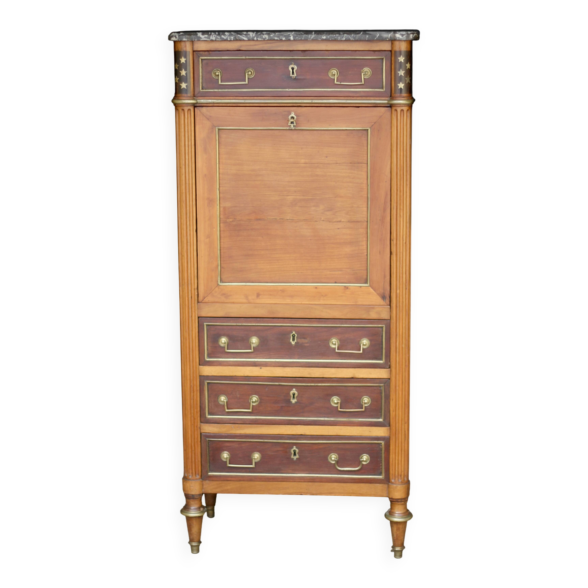 Sumptuous 18th century brass "star" secretary!