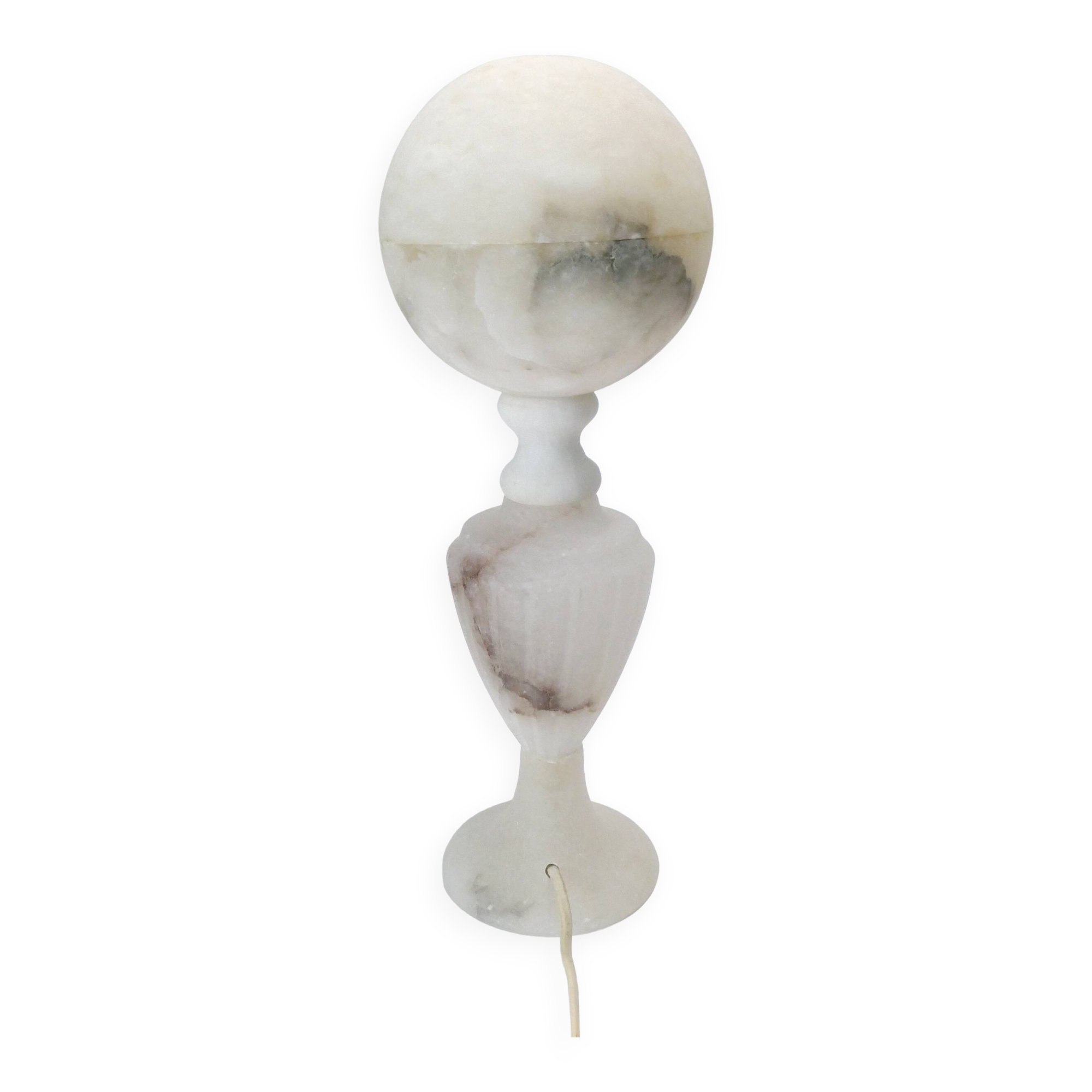 lampe à poser en albatre avec globe en albatre Italie 1950-60