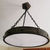 Medieval type wrought iron chandelier