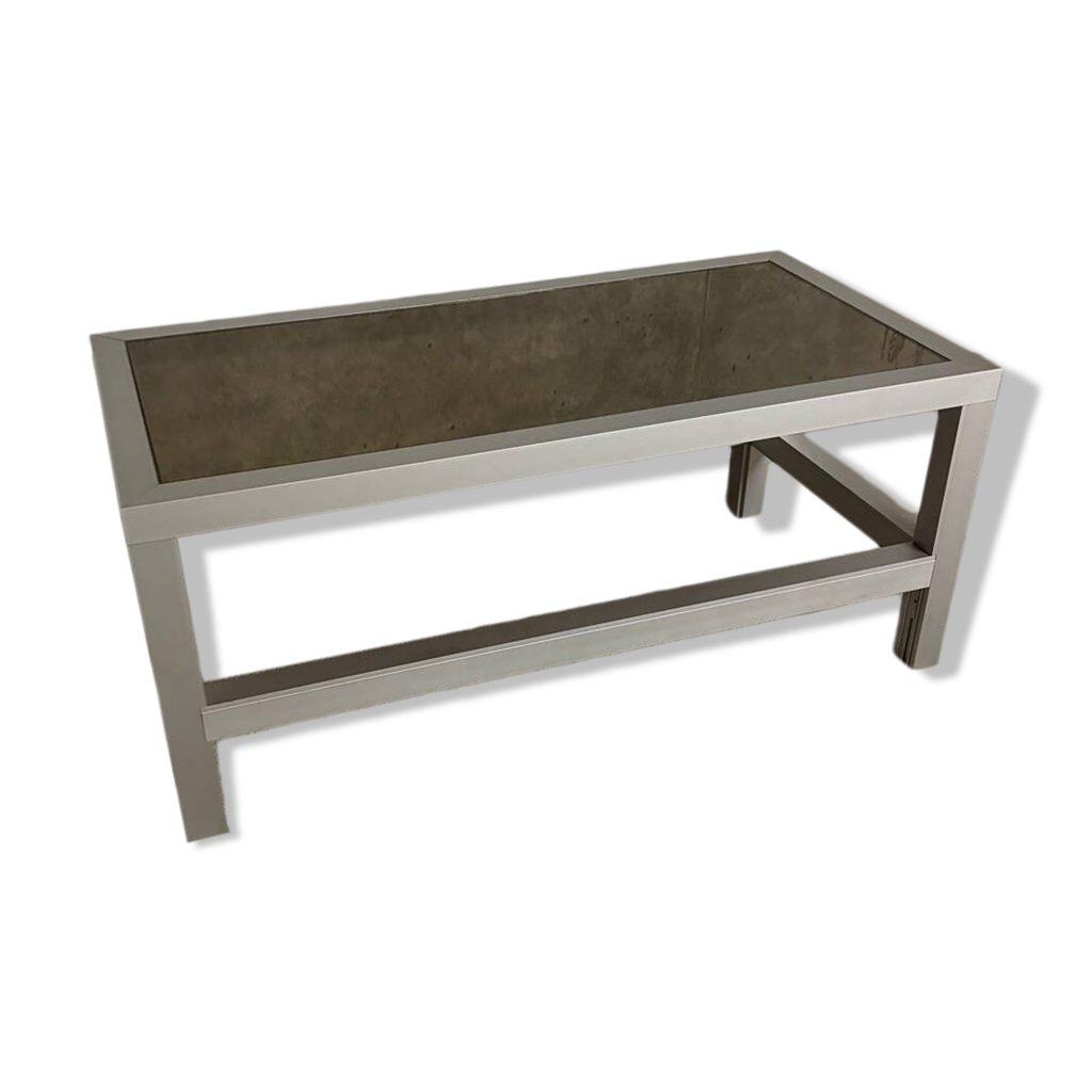 Table Basse Carrée en Acier Laqué et Brossé par Mario Sabot, 1970s en
