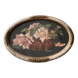 Painting roses oval frame