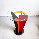 Postmodern Multicolored Italian Memphis Design Pedestal Gueridon Side Table