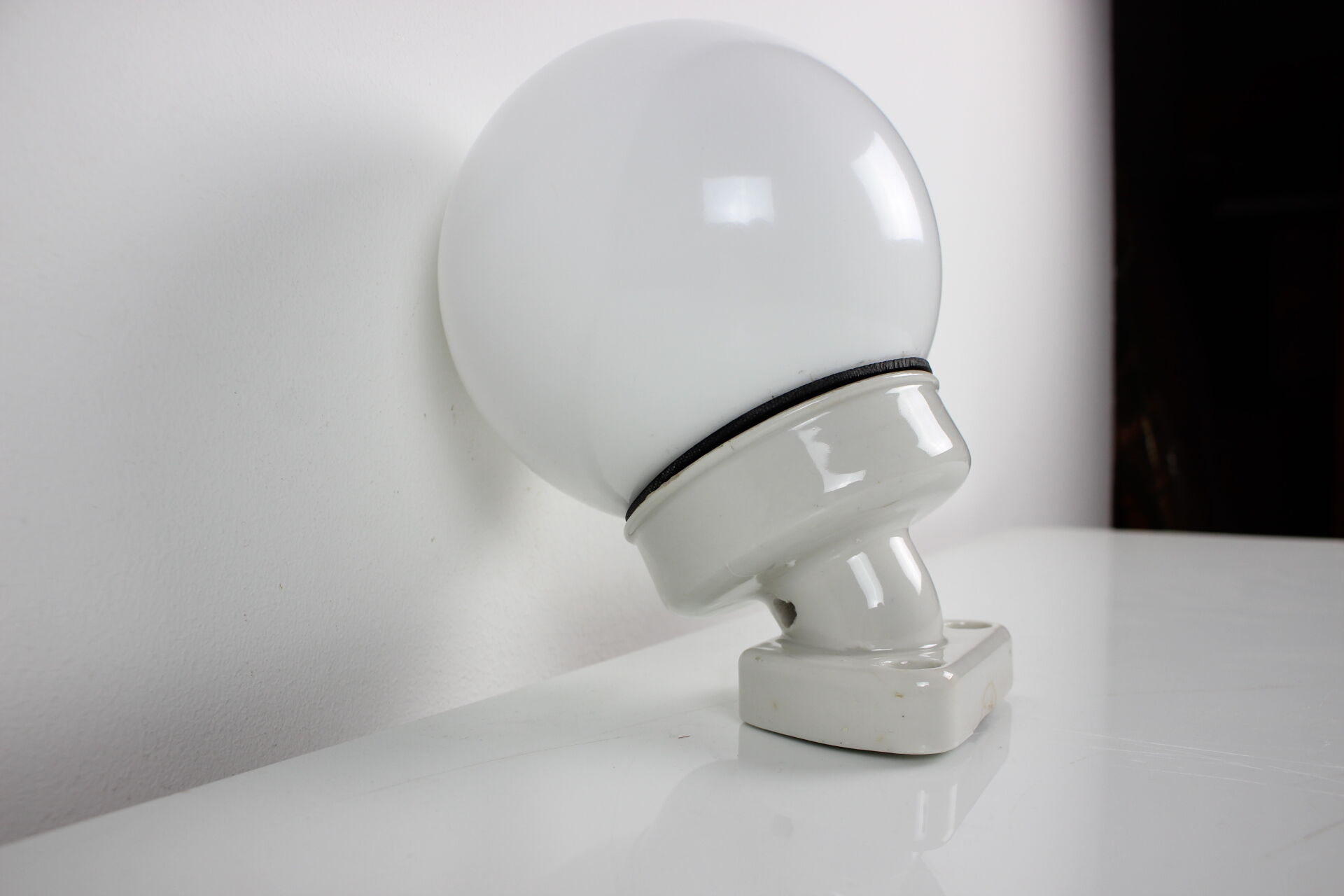 1960's Wall Lamp Porcelain and Glass, Czechoslovakia