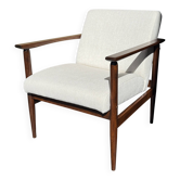 Fauteuil en tissu crème, années 1970