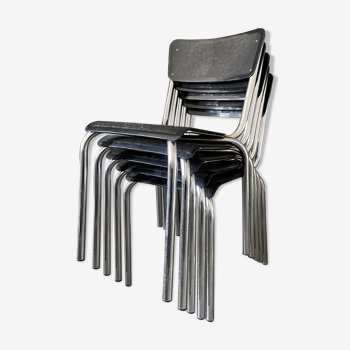 Set of 5 Meurop stacking chairs C59 by Pierre Guariche