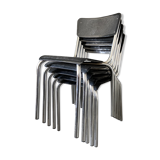 Set of 5 Meurop stacking chairs C59 by Pierre Guariche