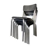 Lot de 5 chaises empilages C59 de Pierre Guariche éditées par Meurop