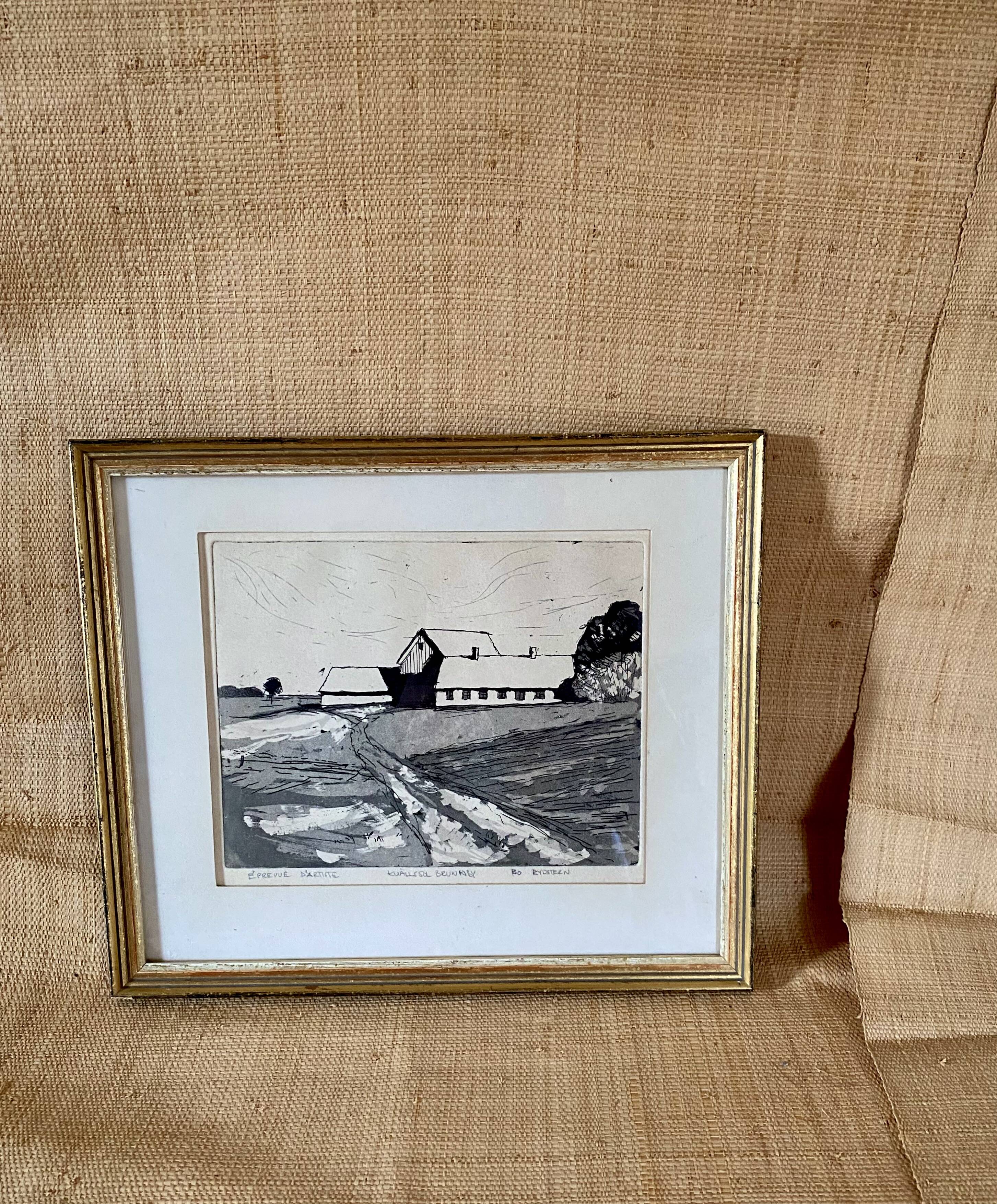 Engraving by Bo Rydstern, 1980s, under glass