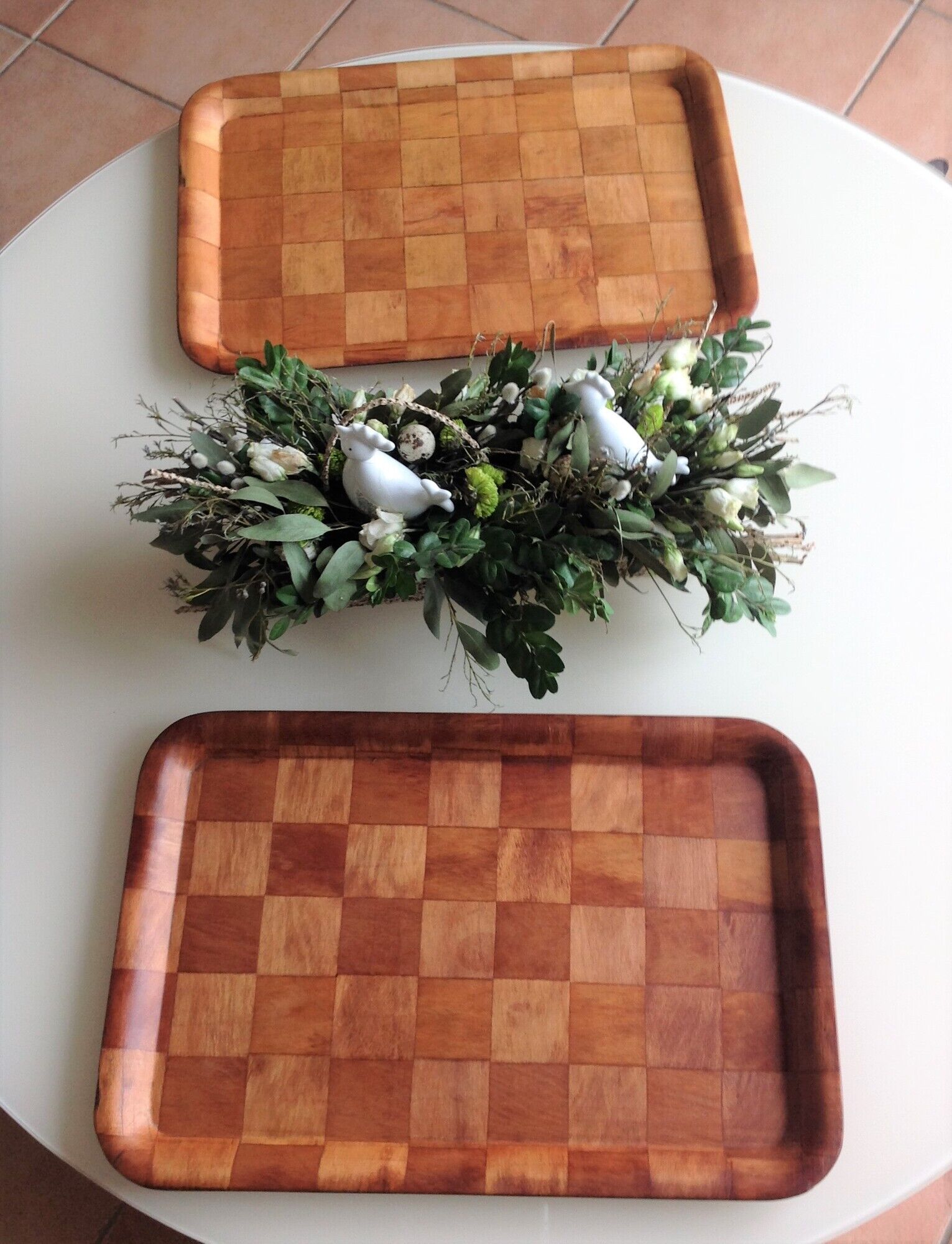 Pair of wooden tops Scandinavian style / vintage 60s-70s