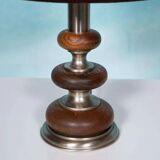 1960s bohemian table lamp, space age wooden bedside lamp