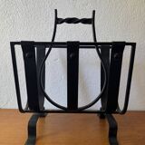 Brutalist wrought iron magazine rack from the 50s
