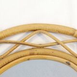 Vintage round rattan mirror