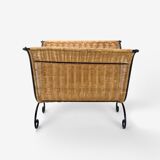 Wicker and curved metal magazine holders