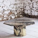 Octagonal coffee table in Cipollino Italian marble, 1980