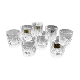 Set of 8 cut glass shot glasses France Arcoroc