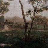 Large oil painting on canvas 2 m x 1.50 m - animated landscape - Charles Louis Verboeckhoven
