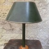 Vintage lamp in imitation green leather