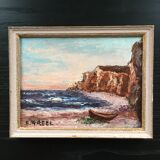 Tableau paysage mer et falaises