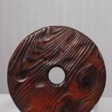 Brutalist tripod stool, solid pine, 1950s