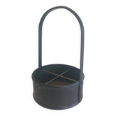 Leather wall magazine rack. In the style of Jacques Adnet.