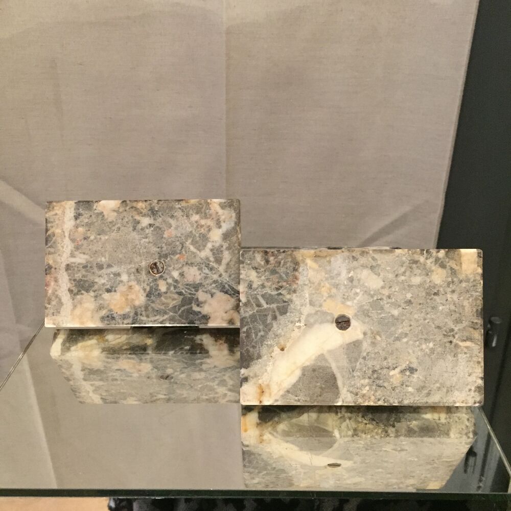 Pair of regular bookends representing dogs marble base