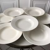 Set of 8 hollow plates Digoin Sarreguemines model Alphabet relief beige 40s