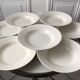 Set of 8 hollow plates Digoin Sarreguemines model Alphabet relief beige 40s